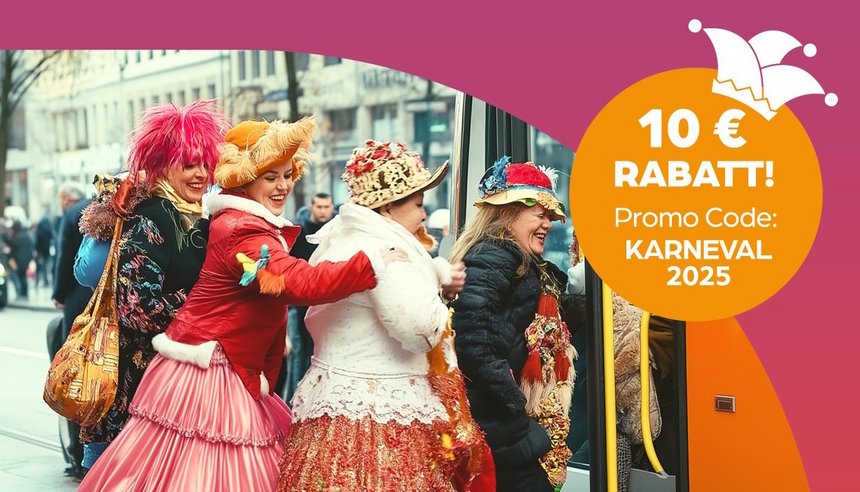 Karnevalsaktion für den Luftlinien-Tarif gilt von Weiberfastnacht bis Veilchendienstag