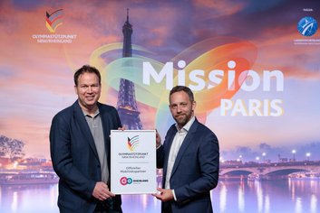 go.Rheinland-Geschäftsführer Marcel Winter mit dem Leiter des Olympiastützpunkts Rheinland/NRW, Daniel Müller 